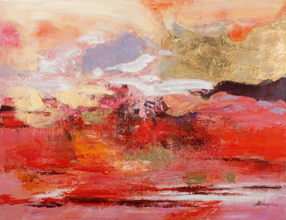 image LAND Gemälde Komposition in Rot und Gold  | Schubiger Möbel