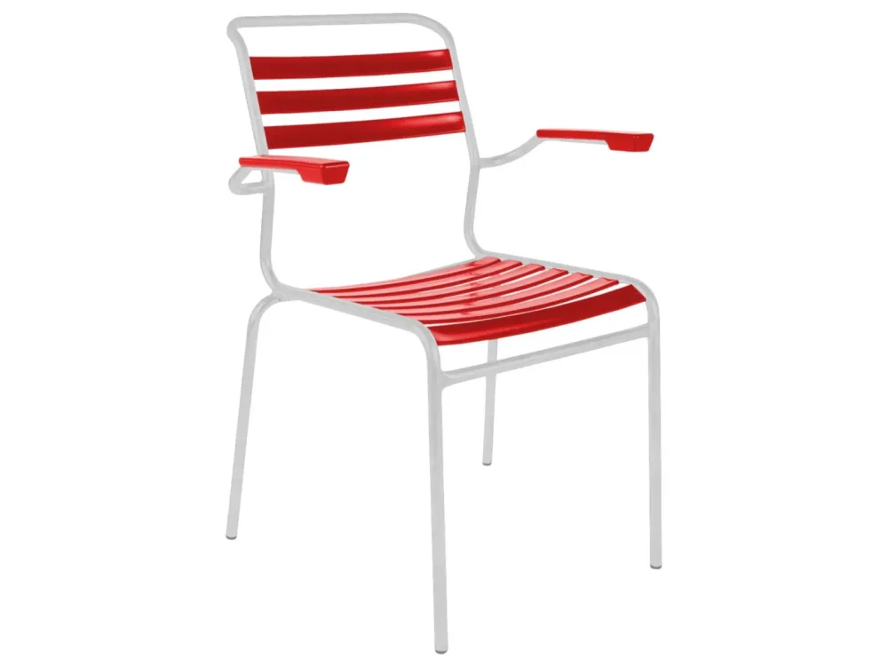 Schaffner Lättli-Stuhl Säntis mit Armlehnen Rot | Schubiger Möbel