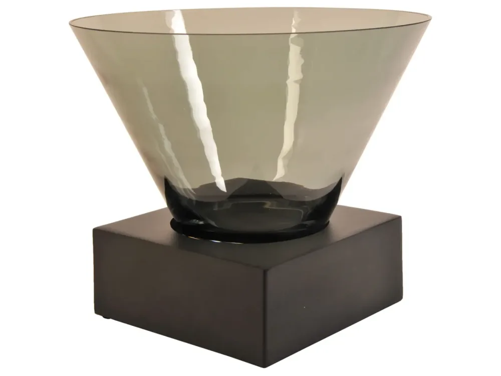 Schlittler Windlicht Glas Konisch Eisen H: 34 cm Schwarz | Schubiger Möbel