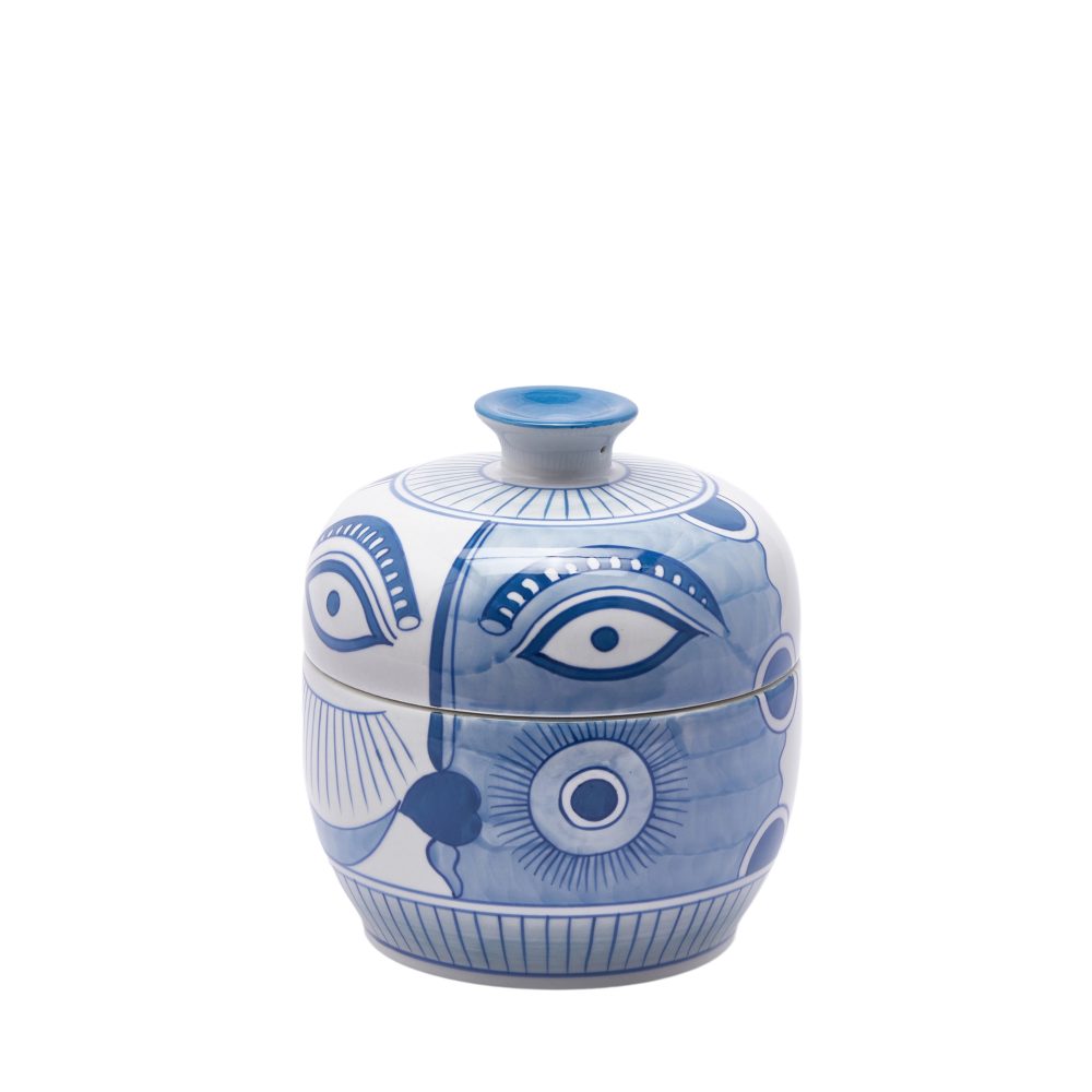 Edg Vase Gesicht Weiss,blau H: 19 cm  | Schubiger Möbel