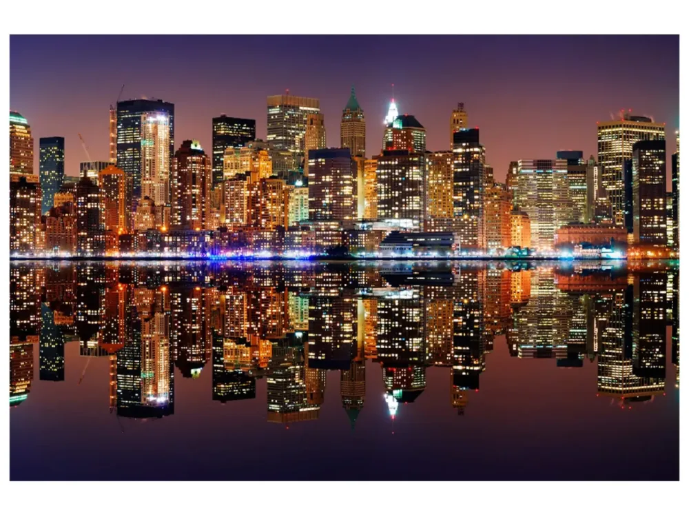 image LAND Digitaldruck auf Glas New York Skyline mit Spiegelung  | Schubiger Möbel