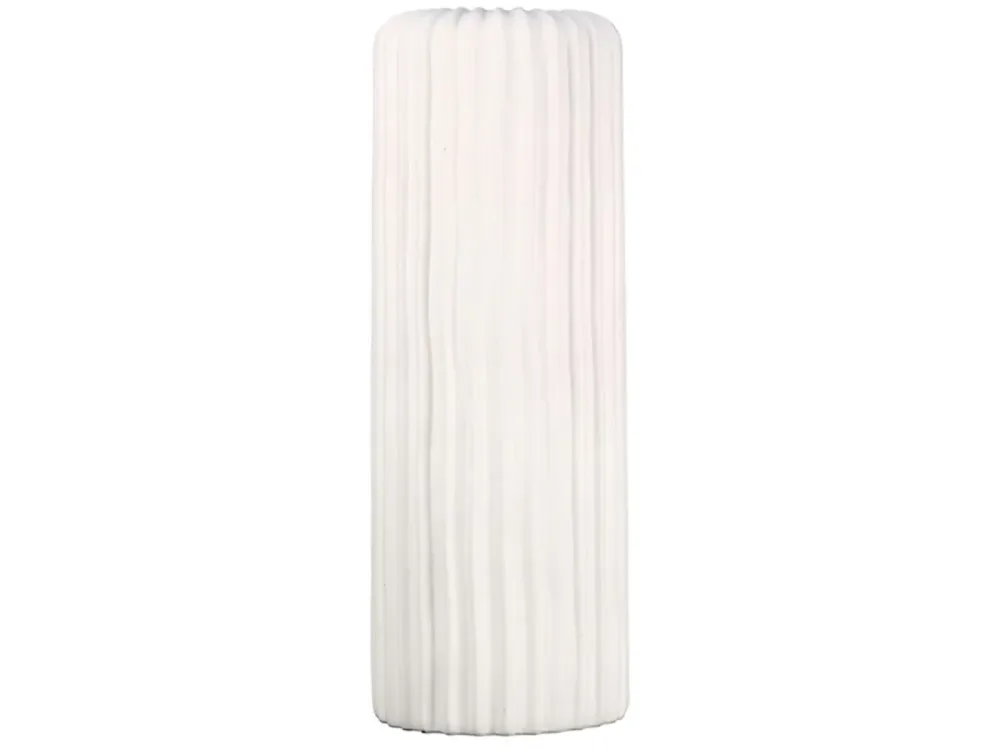 Gilde Vase Fjord Weiss Matt Gerillt H: 76 cm  | Schubiger Möbel