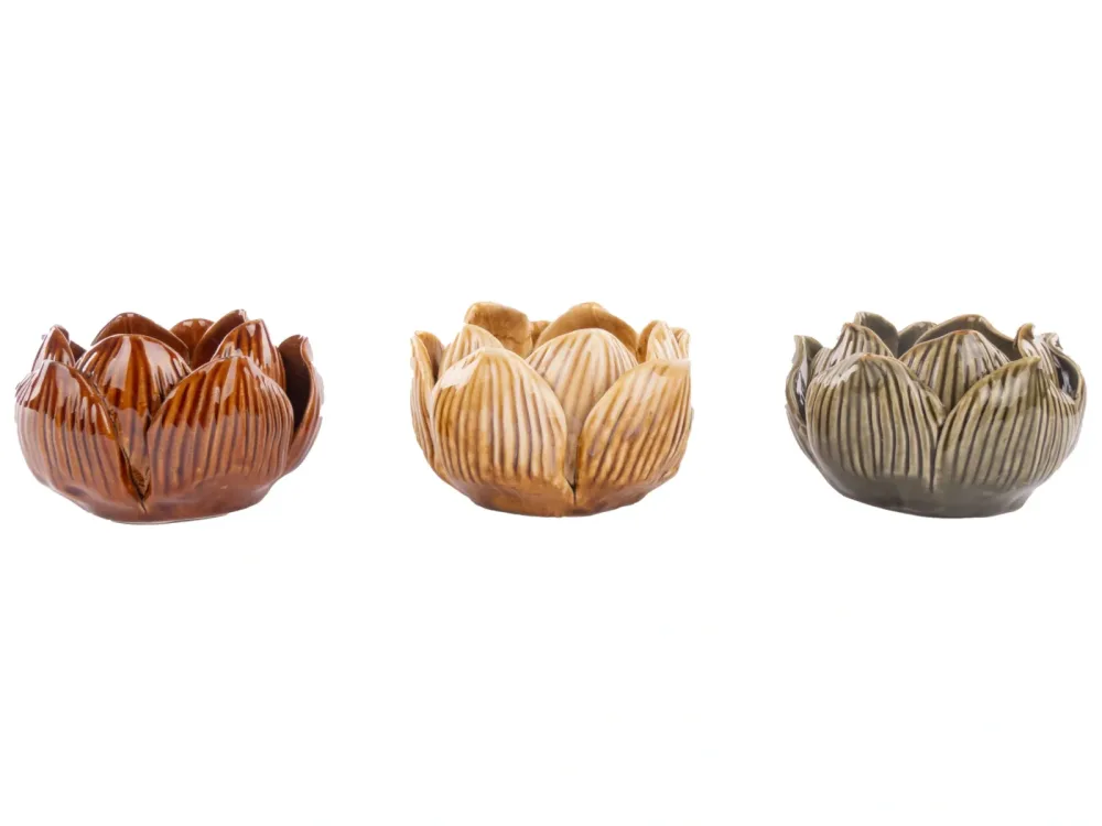 Decofinder Kerzenständer Keramik, 3 Farben Sortiert H: 6 cm  | Schubiger Möbel