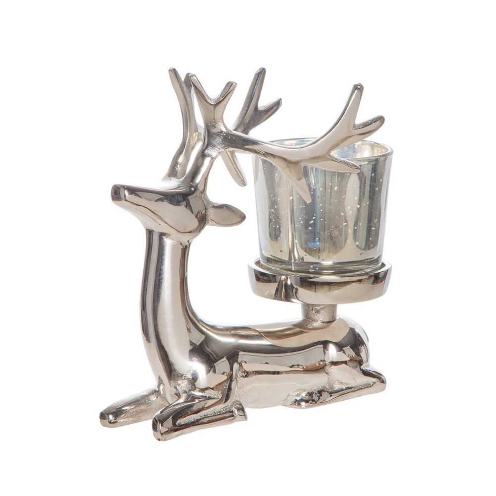 Gilde Kerzenständer Hirsch, Aksel, Gold H: 14 cm  | Schubiger Möbel