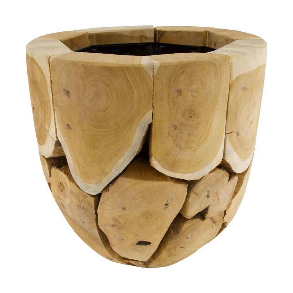 Decofinder Pflanzgefäss Teakholz mit Kunststoff Natur H: 38 cm  | Schubiger Möbel