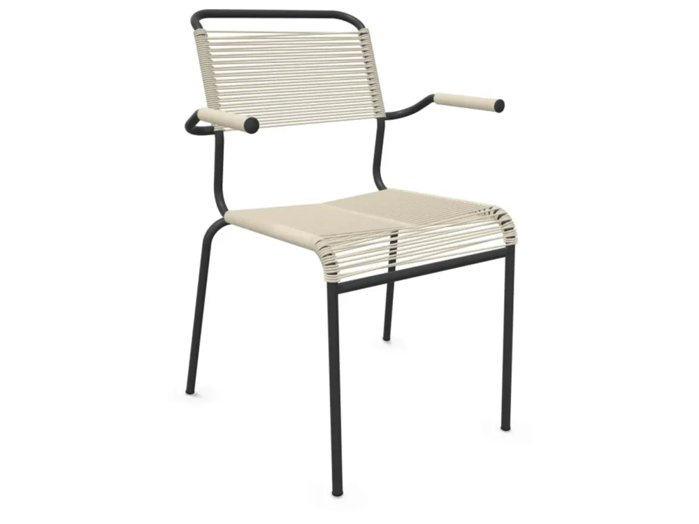 Schaffner Spaghetti-Stuhl Säntis mit Armlehnen Beige | Schubiger Möbel