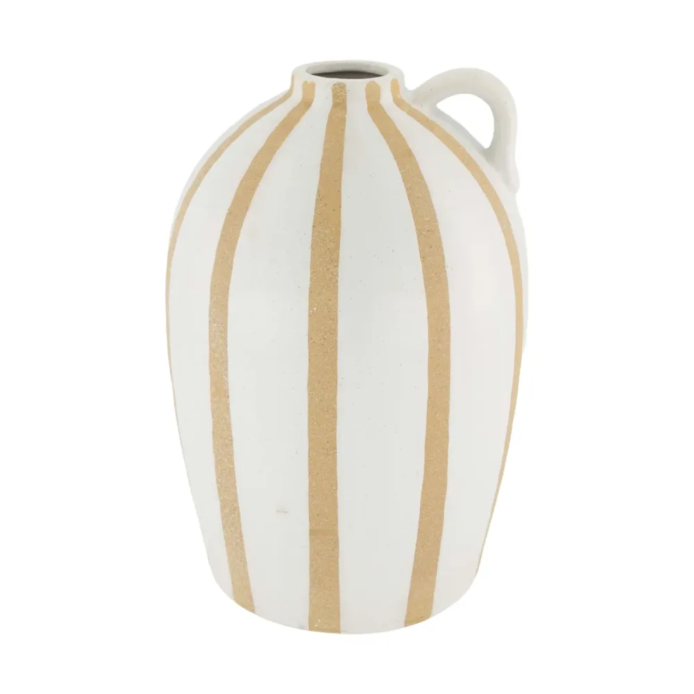 Decofinder Vase Flasche Keramik, Weiss-Braun  | Schubiger Möbel
