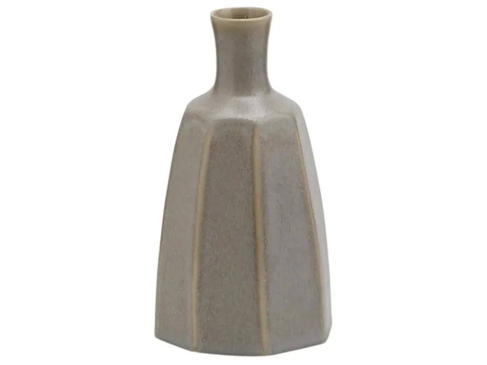 Edg Vase Achteckig Grau H: 21 cm Grau | Schubiger Möbel