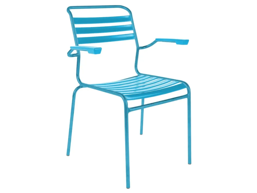 Schaffner Lättli-Stuhl Säntis mit Armlehnen Blau | Schubiger Möbel