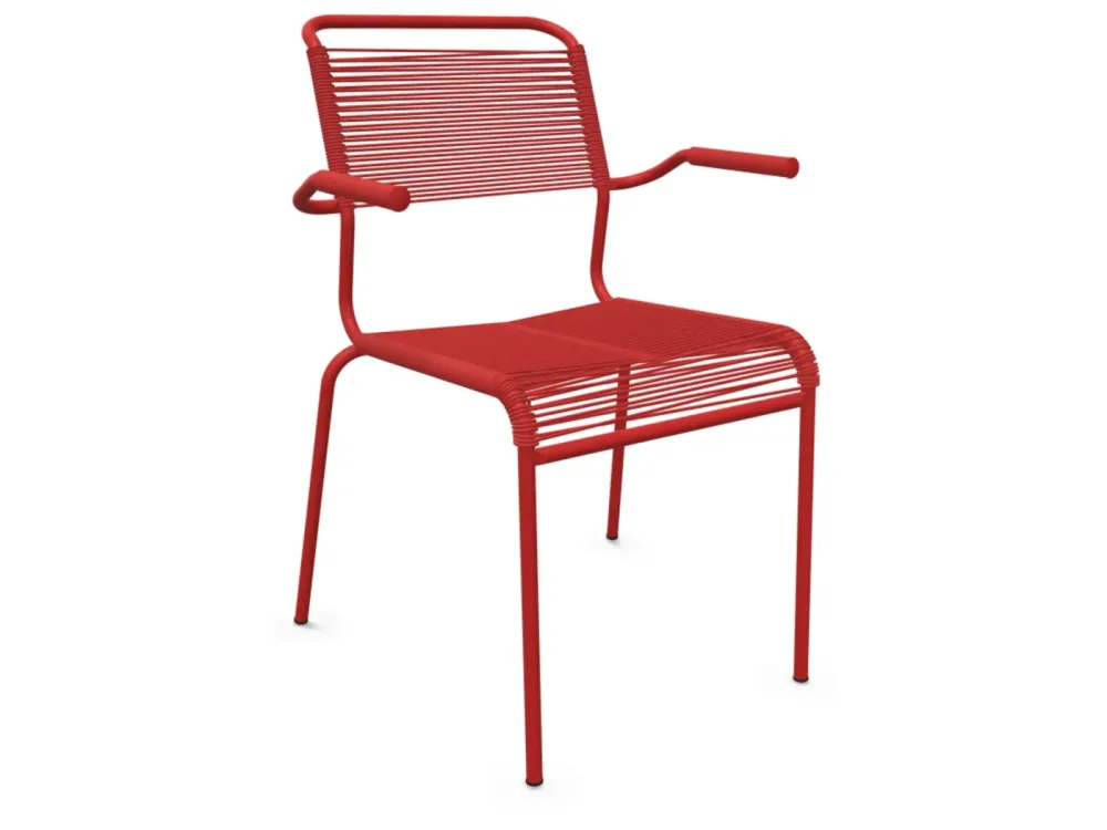 Schaffner Spaghetti-Stuhl Säntis mit Armlehnen Rot | Schubiger Möbel