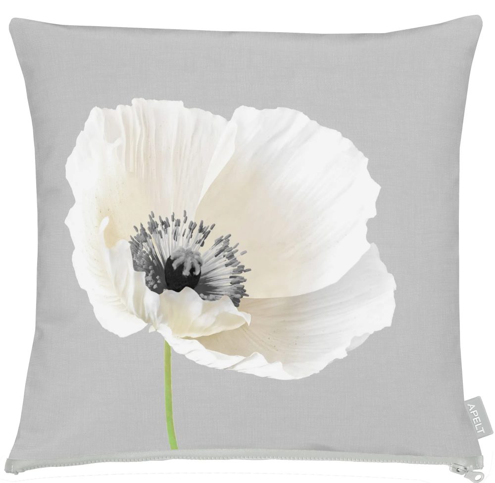 Apelt Kissenhülle Mohn, Weiss-Grau 50x50 cm  | Schubiger Möbel