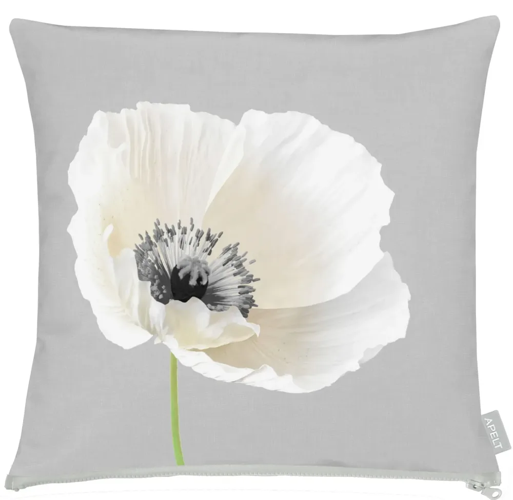 Apelt Kissenhülle Mohn, Weiss-Grau 50x50 cm  | Schubiger Möbel