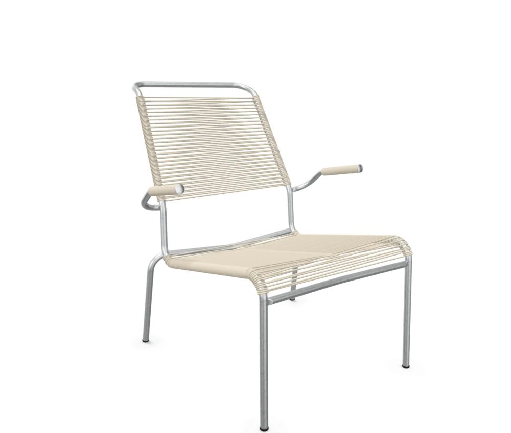 Schaffner Spaghetti-Lounger Säntis mit Lehne / Hochlehner Feuerverzinkt Beige | Schubiger Möbel