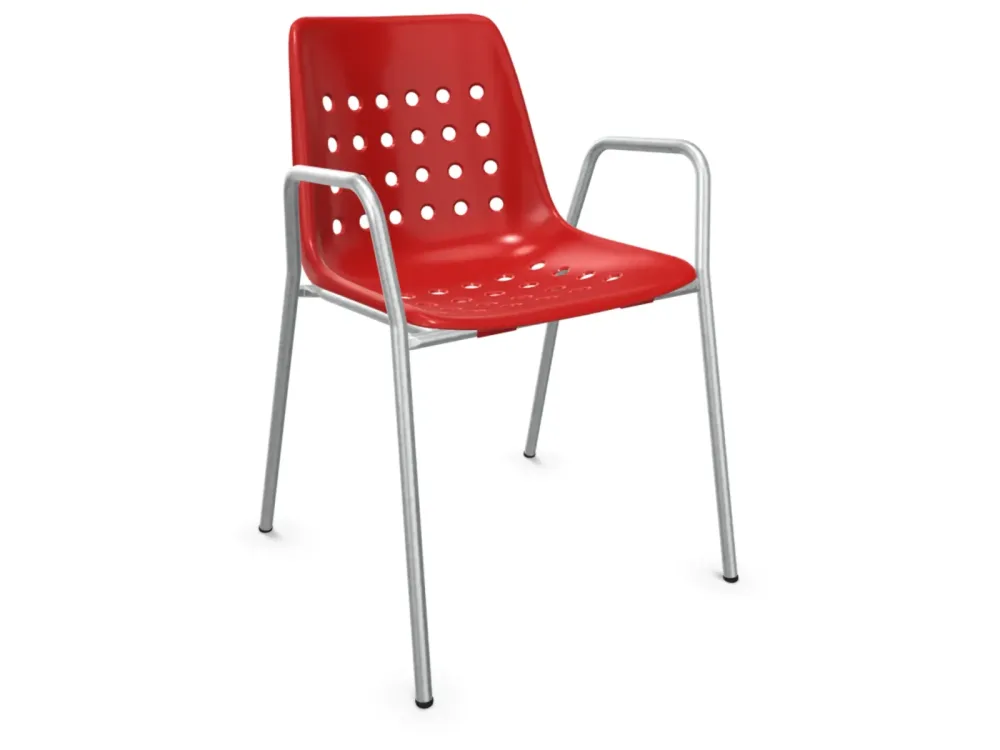 Schaffner Schalen-Stuhl Bermuda mit Armlehne Feuerverzinkt Rot | Schubiger Möbel