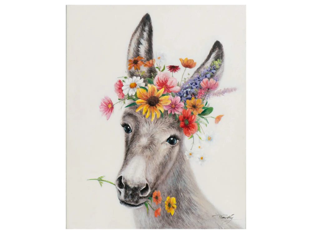 image LAND Bild Esel mit Blumen 1  | Schubiger Möbel
