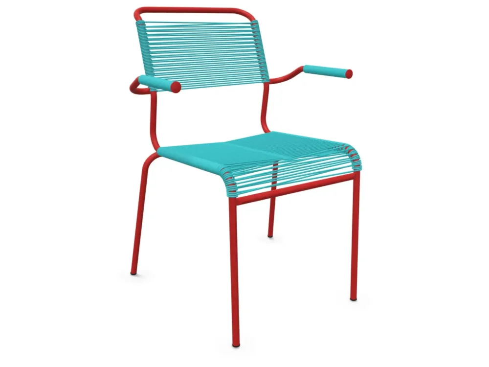 Schaffner Spaghetti-Stuhl Säntis mit Armlehnen Blau | Schubiger Möbel