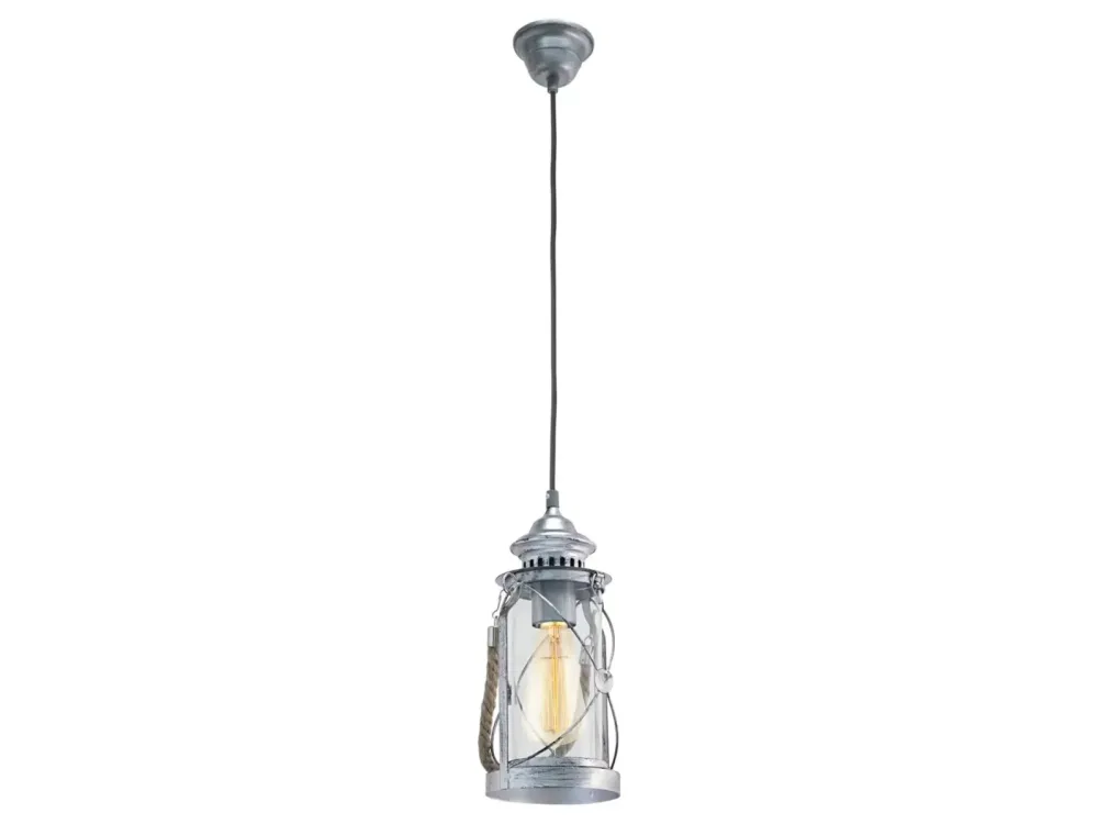 Eglo Pendellampe Bradford Silber Stahl 14 cm 110 cm - Farbe: antiksilber - Pendellampe