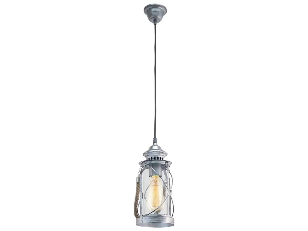 Eglo Pendellampe Bradford Silber Stahl 14 cm 110 cm - Farbe: antiksilber - Pendellampe
