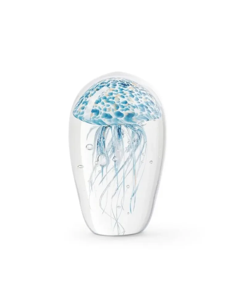 Abhika Briefbeschwerer Jellyfish in Glas Blau H: 12 cm  | Schubiger Möbel
