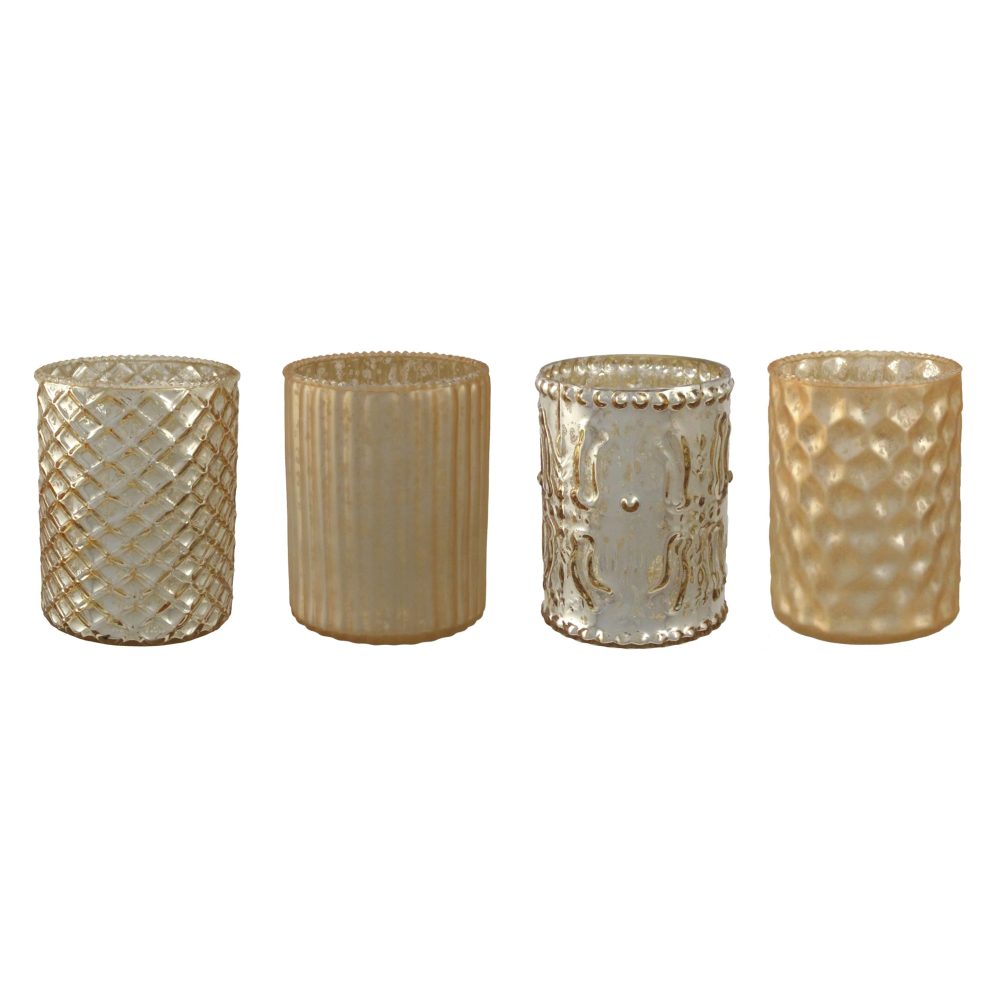 Gasper Windlicht Glas, Gold B: 10 cm  | Schubiger Möbel