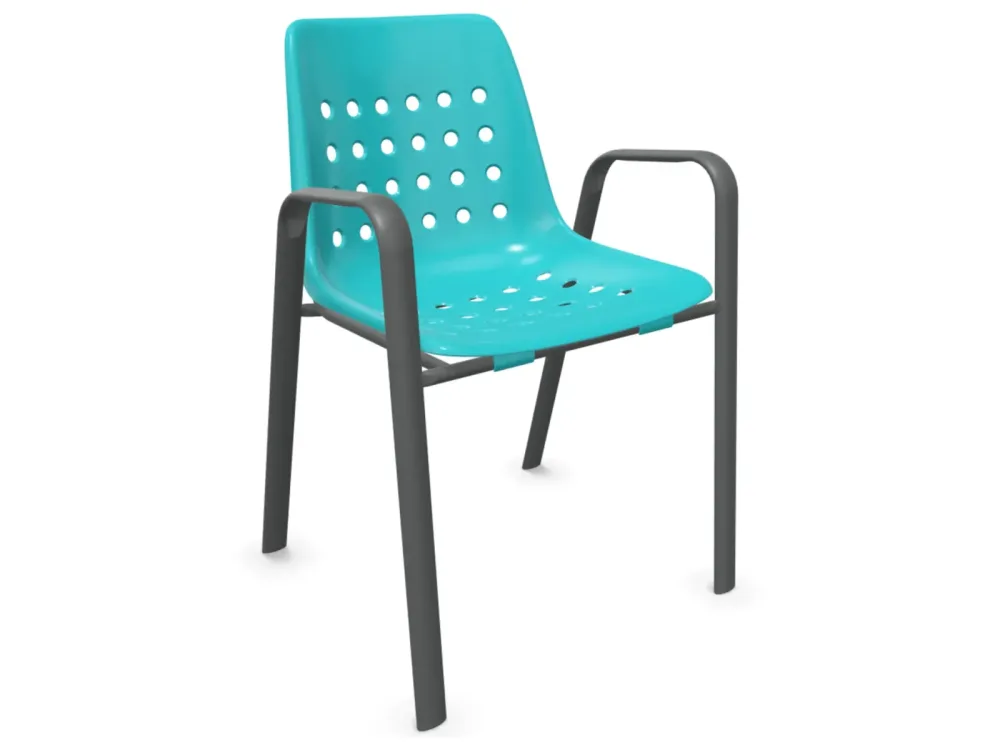 Schaffner Schalen-Stuhl Bermuda mit Armlehne Rundoval Blau | Schubiger Möbel