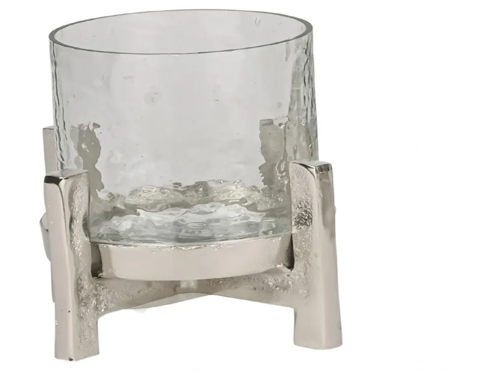 Decofinder Windlicht Hadir, Aluguss mit Glas, D: 13 cm  | Schubiger Möbel