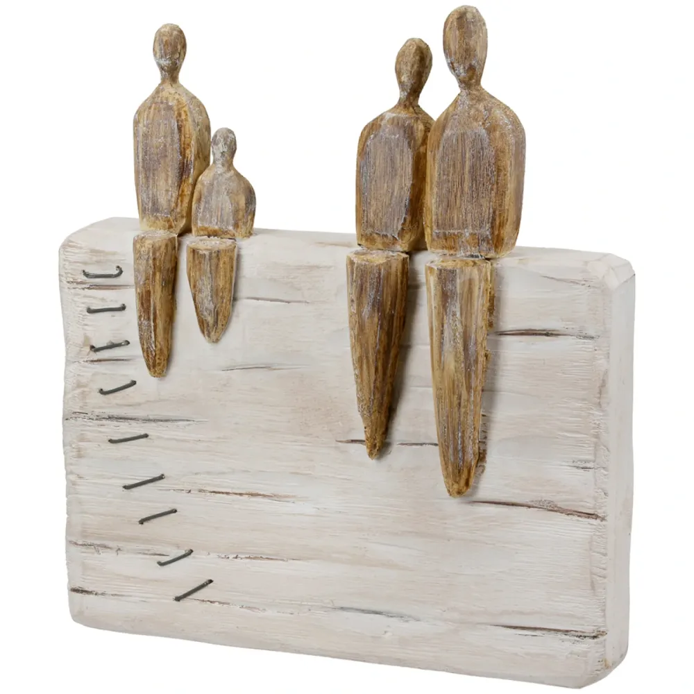 Gilde Figur Familie Auf Holz Weiss H: 26 cm  | Schubiger Möbel