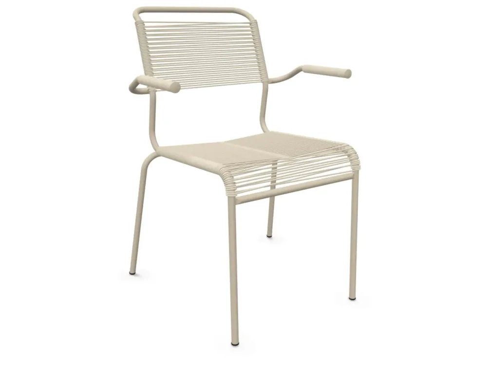 Schaffner Spaghetti-Stuhl Säntis mit Armlehnen Beige | Schubiger Möbel
