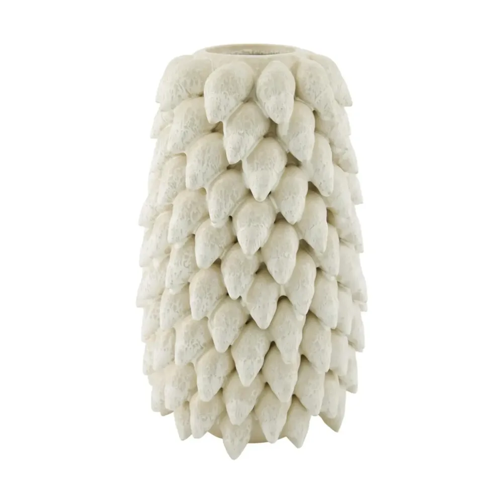 Decofinder Vase Muscheln Keramik Weiss H: 32 cm  | Schubiger Möbel