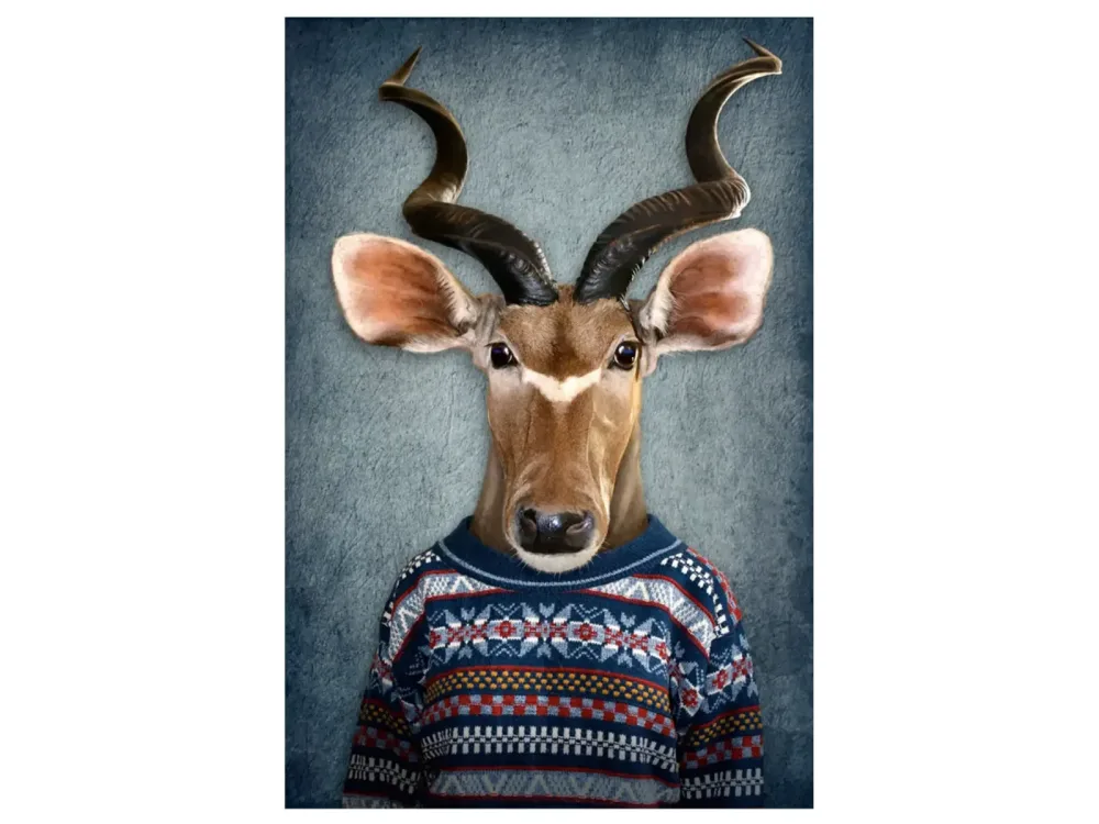 image LAND Digitaldruck auf Glas Antilope mit Pulli  | Schubiger Möbel