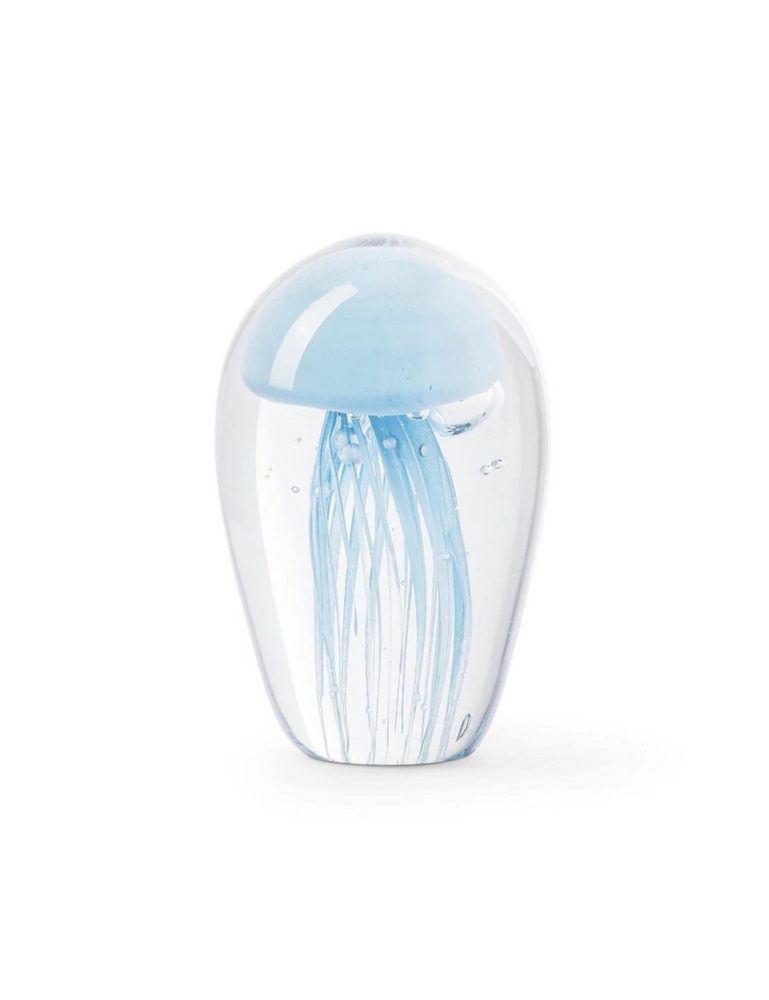 Abhika Briefbeschwerer Jellyfish in Glas Hellblau H: 12 cm  | Schubiger Möbel