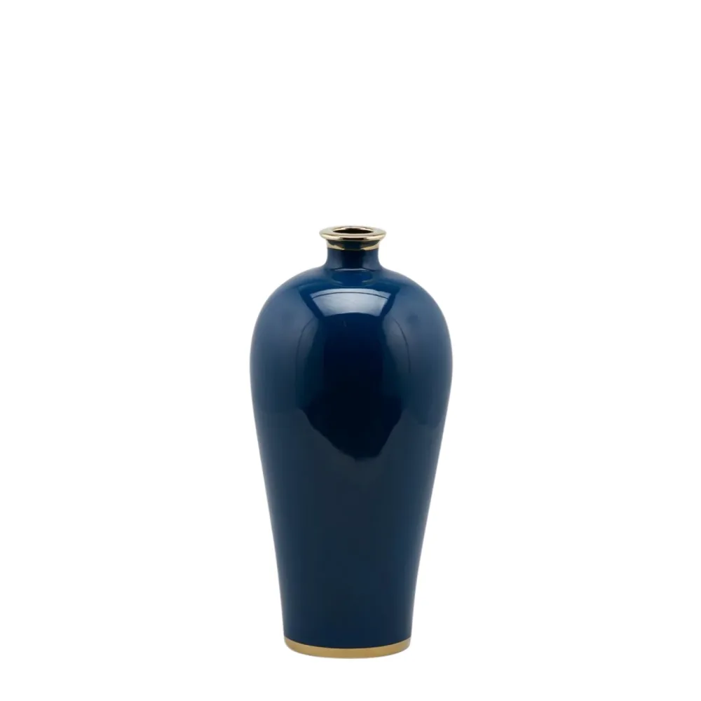 Edg Vase Ching Keramik Blau,gold H: 40 cm  | Schubiger Möbel