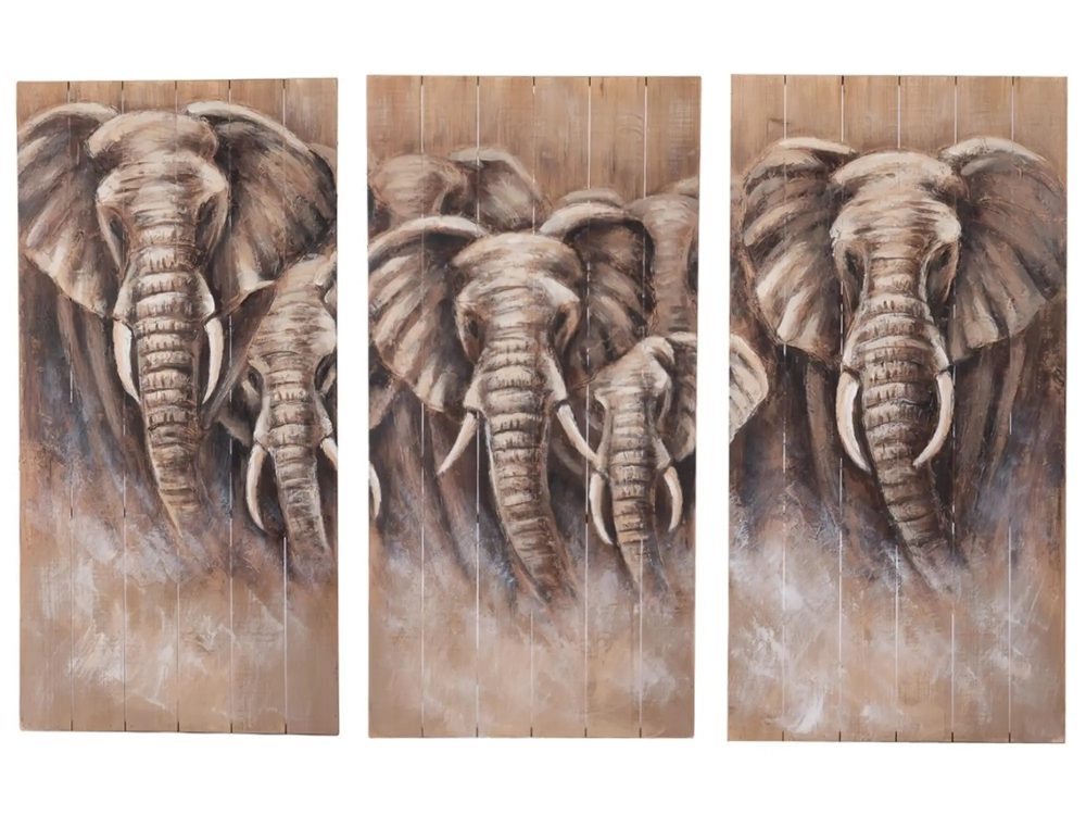 Dijk Wandschmuck Elefant Holz 3-teilig H: 118 cm  | Schubiger Möbel