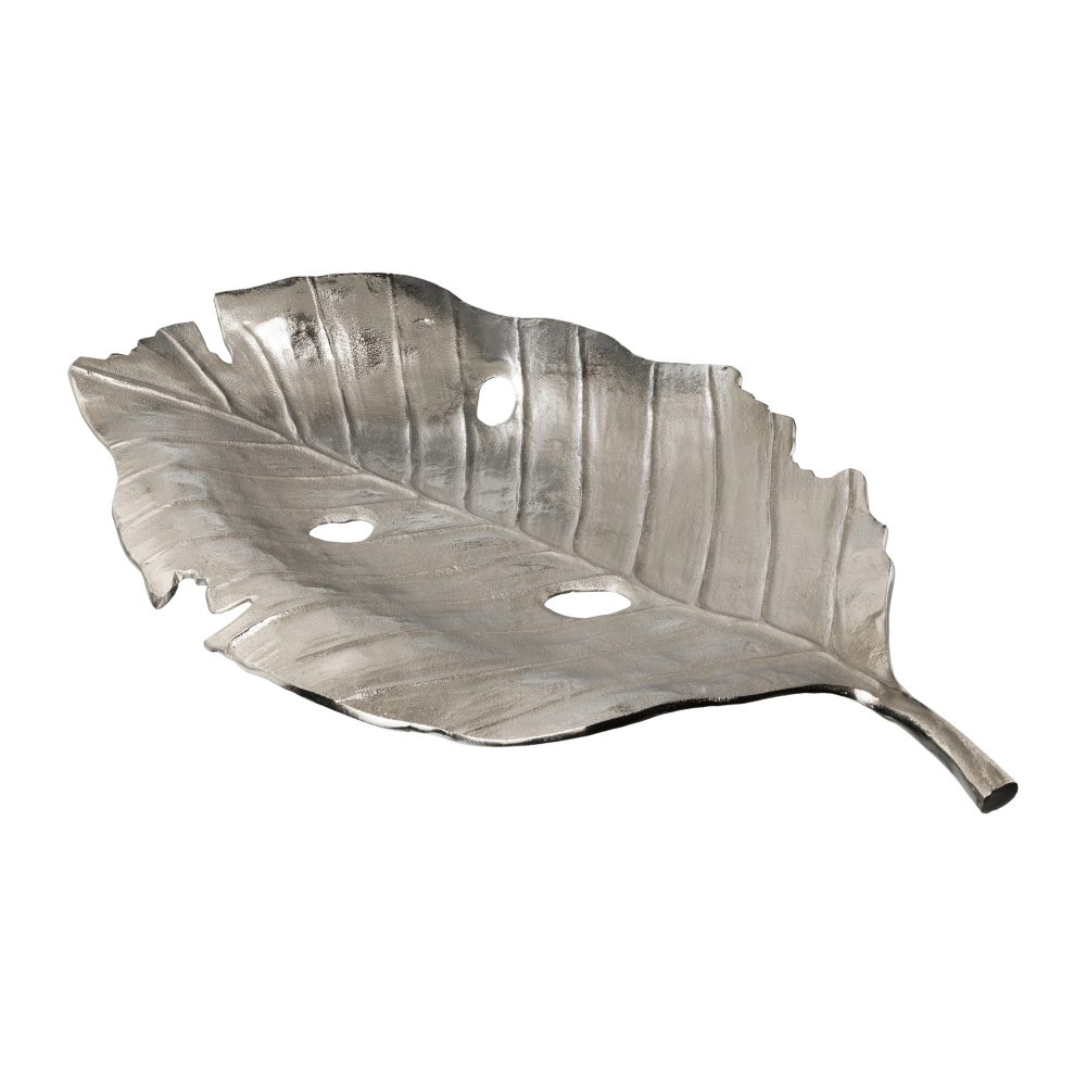 Gasper Schale Blatt Giant Silber H: 10 cm Grau | Schubiger Möbel