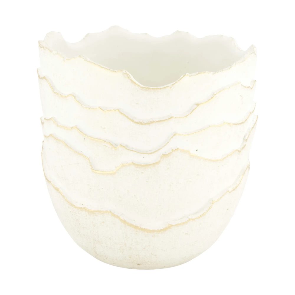 Decofinder Gefäss Zement, Weiss Gold T: 19 cm  | Schubiger Möbel