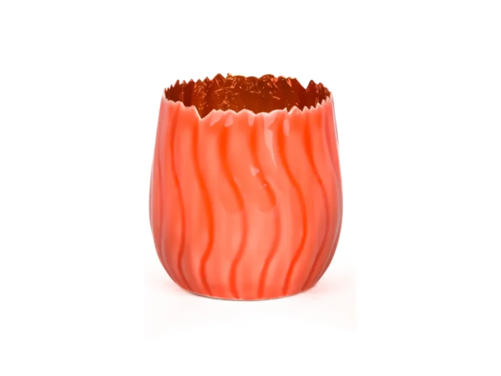 Decofinder Windlicht Welle Orange H: 11 cm Orange | Schubiger Möbel
