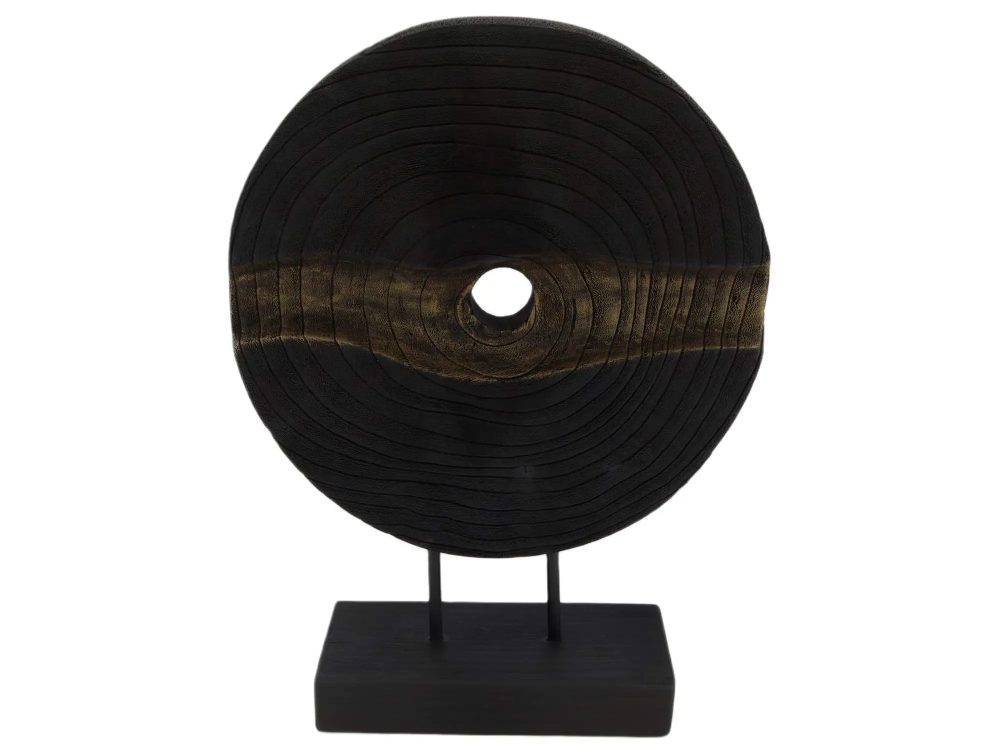 Decofinder Figur Rund, Holz, Schwarz Gold H: 38 cm  | Schubiger Möbel