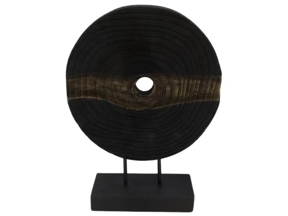 Decofinder Figur Rund, Holz, Schwarz Gold H: 38 cm  | Schubiger Möbel