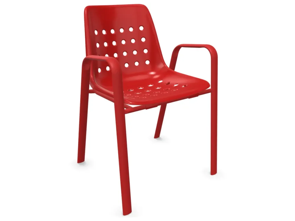 Schaffner Schalen-Stuhl Bermuda mit Armlehne Rundoval Rot | Schubiger Möbel