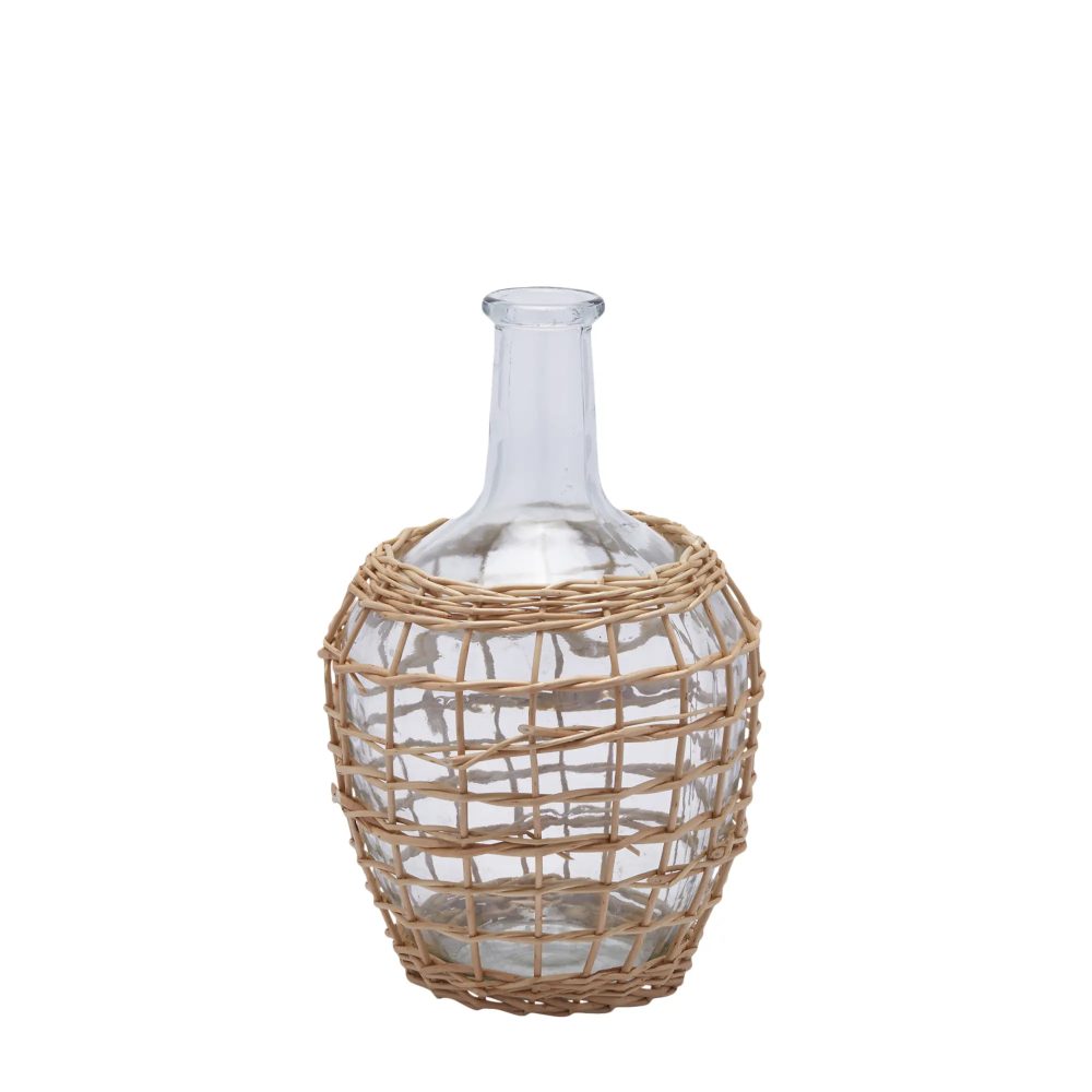 Edg Vase Flasch im Korb Glas H: 30 cm  | Schubiger Möbel