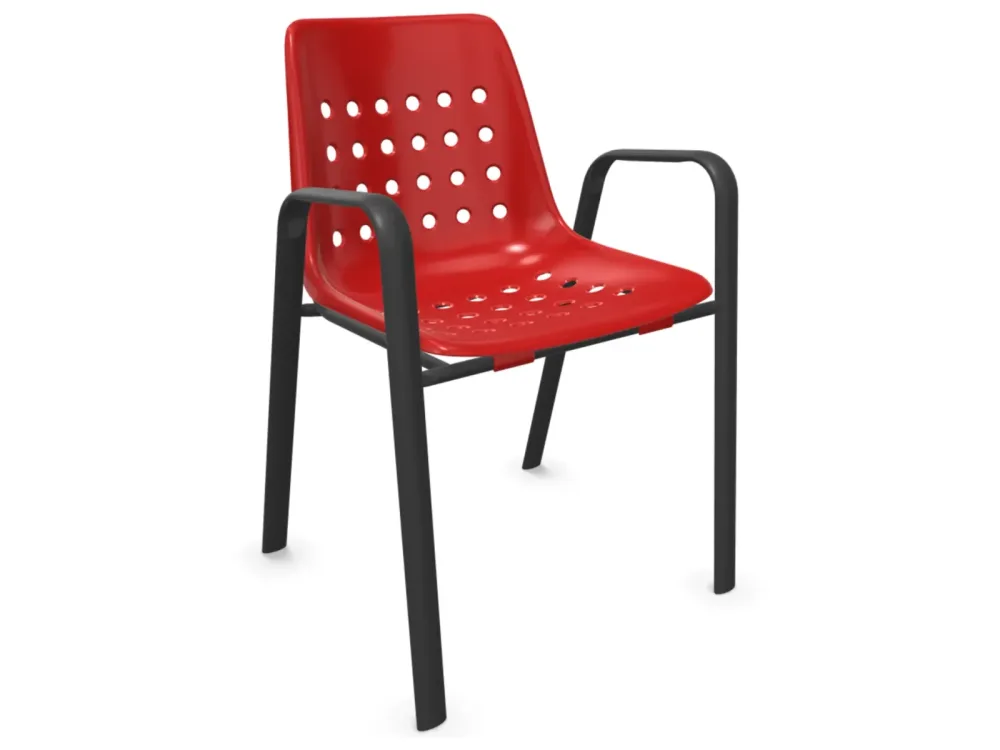 Schaffner Schalen-Stuhl Bermuda mit Armlehne Rundoval Rot | Schubiger Möbel