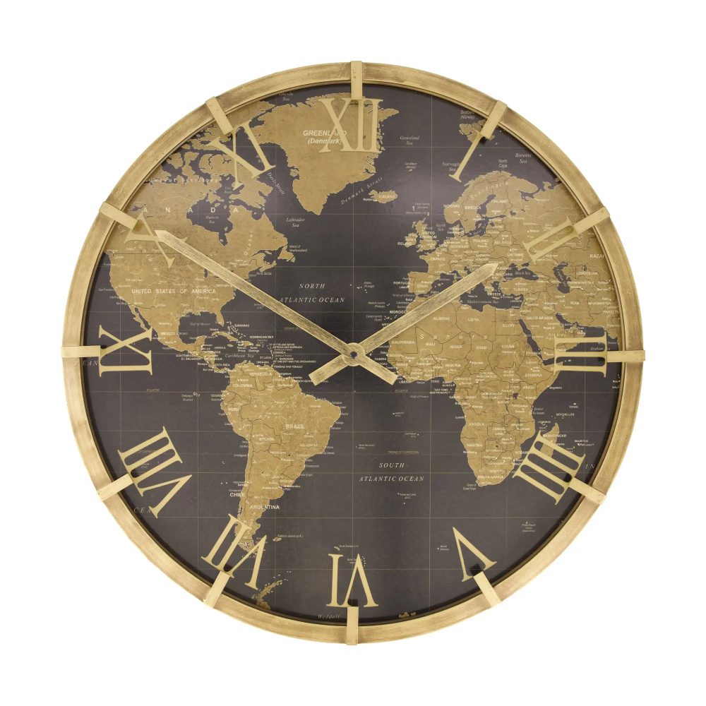 Decofinder Uhr Weltkugel, Schwarz D: 58 cm  | Schubiger Möbel