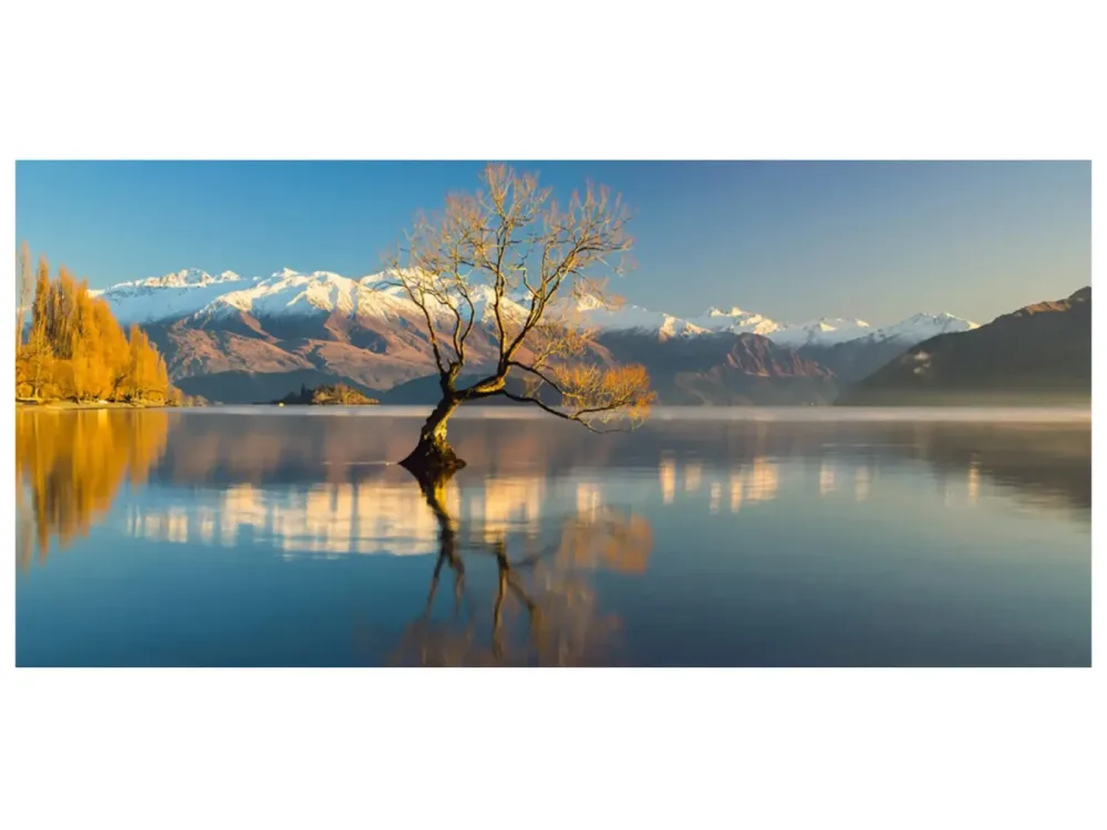 image LAND Digitaldruck auf Glas Bergpanorama mit See  | Schubiger Möbel