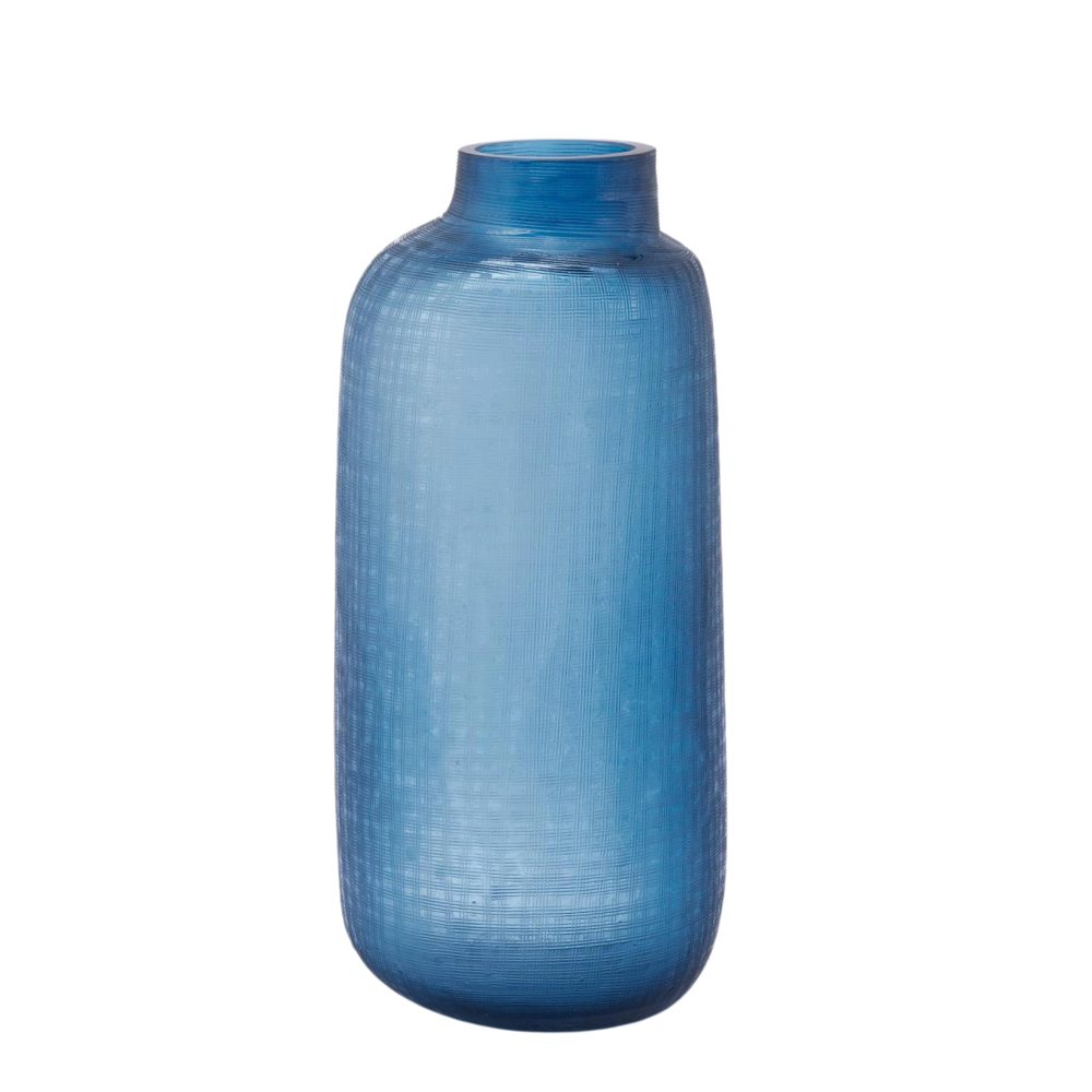Edg Vase Trame Glas Blau H: 38 cm  | Schubiger Möbel