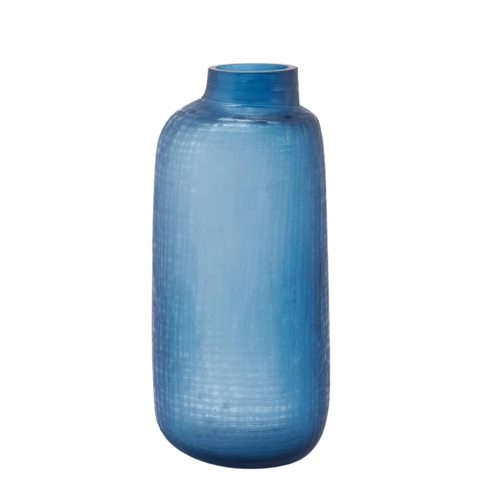 Edg Vase Trame Glas Blau H: 38 cm  | Schubiger Möbel
