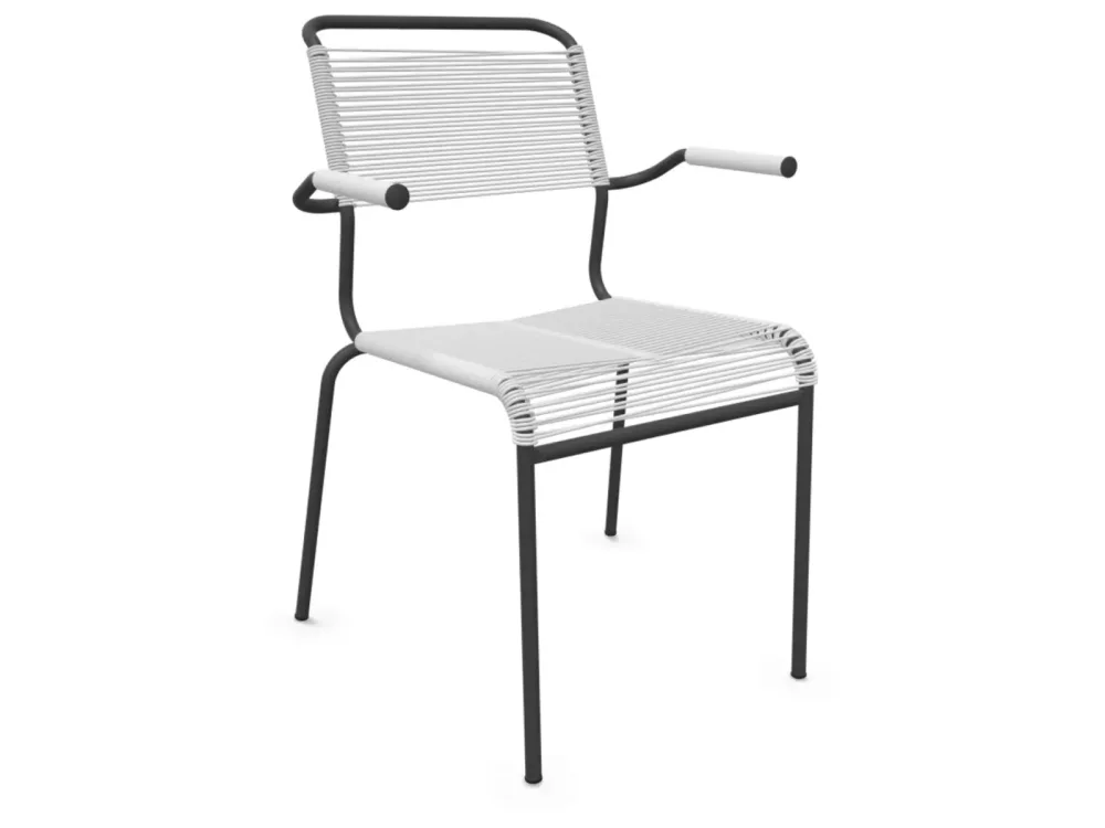 Schaffner Spaghetti-Stuhl Säntis mit Armlehnen Weiss | Schubiger Möbel