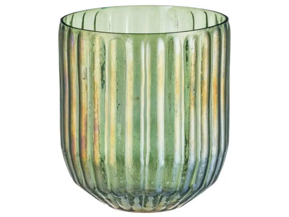 Gasper Vase Glas Geriffelt, Moos H: 17 cm  | Schubiger Möbel