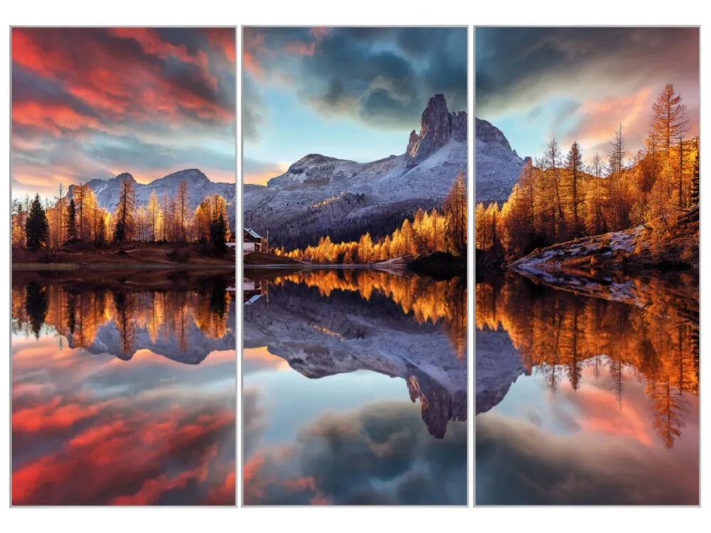 image LAND Bild mit Rahmen Spiegelnde Berge im Sonnenaufgang  | Schubiger Möbel