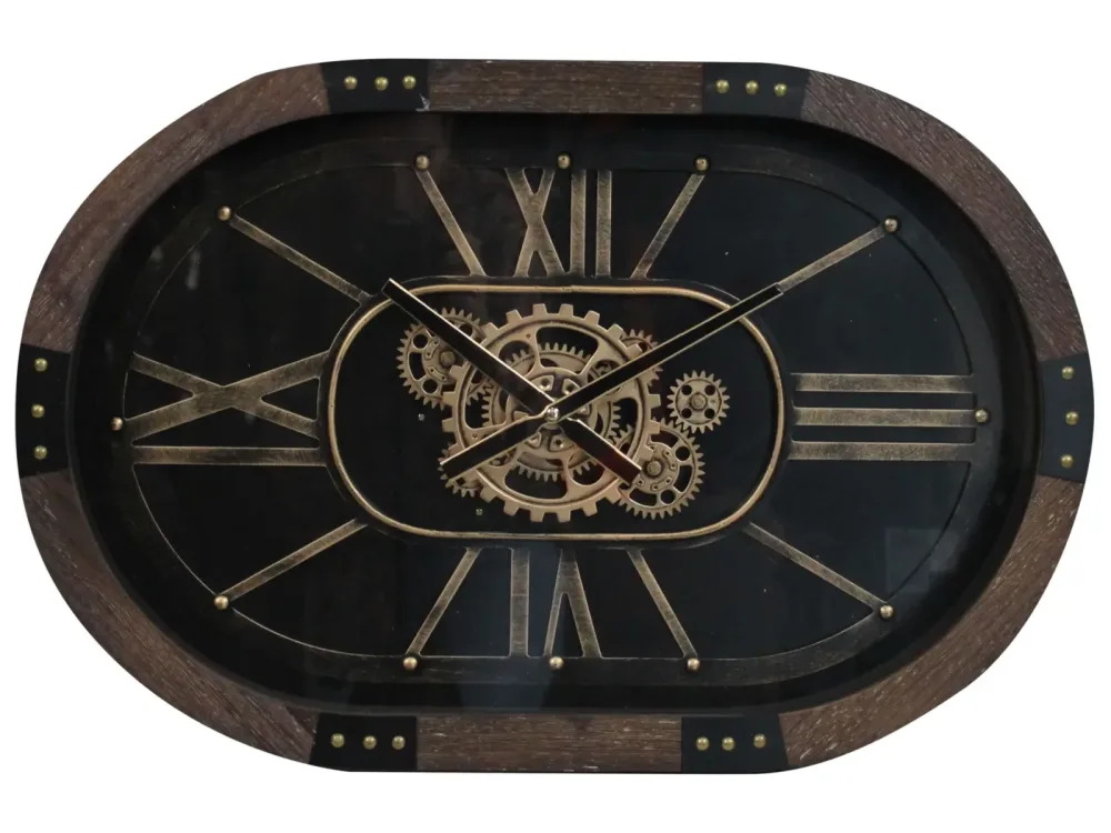Decofinder Uhr Oval, Braun/gold  | Schubiger Möbel
