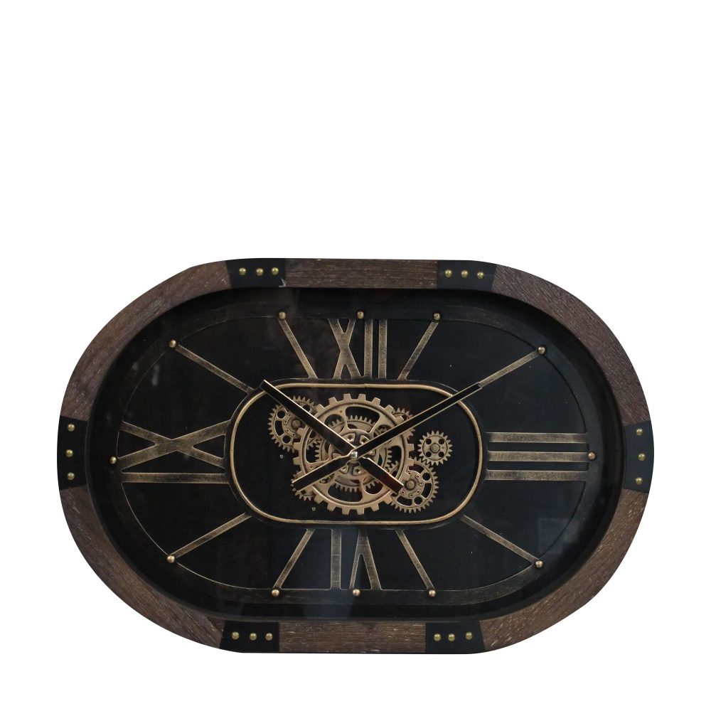 Decofinder Uhr Oval, Braun/gold  | Schubiger Möbel